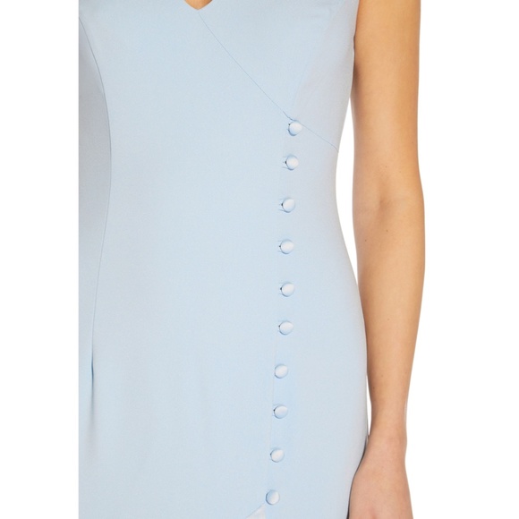 NEW Adrianna Papell SKYWAY BLUE Side BUTTON DETAIL V-Neck HIGH LOW Dress GOWN 16 - Picture 10 of 16